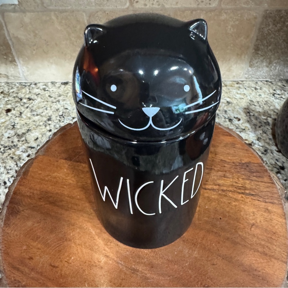 Rae Dunn Wicked Black Cat Candle & Canister - Picture 2 of 9